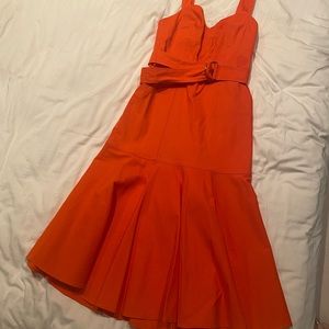 A.L.C. MIDI Dress, orange cocktail dress, size 8. Sweetheart neck. New with tags